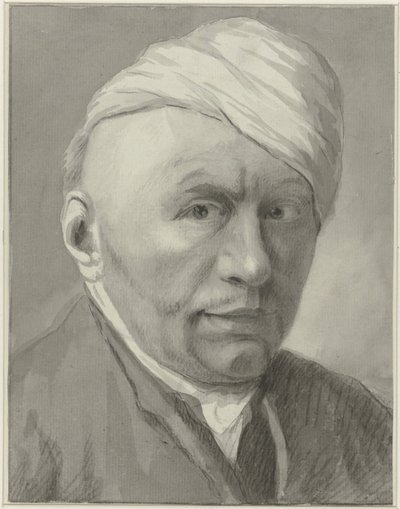 Zelfportret van de tekenaar Harmanus van Tuylen, met muts op door Harmanus Tuylen