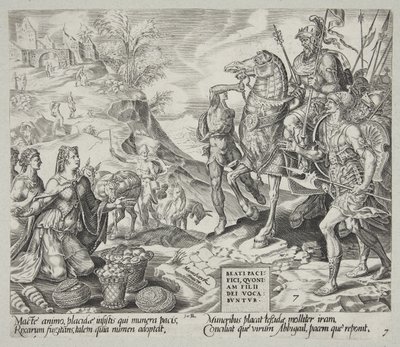 Gezegend zijn de vredestichters. Abigail kalmeert David door Harmen Jansz. Muller