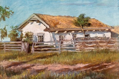 Een Doukhobor huis, nabij Veregin door Harold Copping