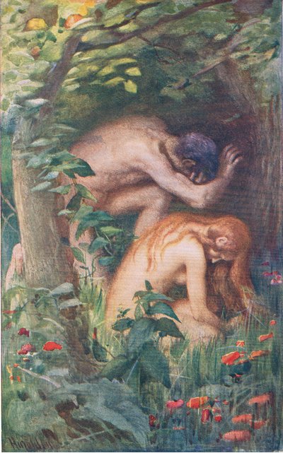 Adam en Eva, illustratie uit Pictures That Teach The Crown Series, 1920 door Harold Copping