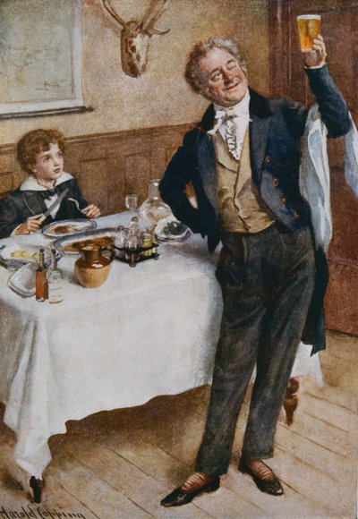 David Copperfield en de vriendelijke ober, illustratie voor 