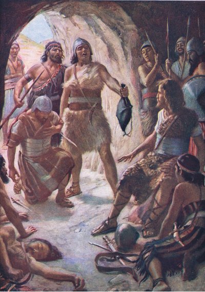 Davids drie machtige mannen, illustratie uit Pictures That Teach The Crown Series, 1920 door Harold Copping