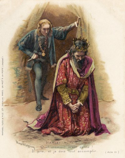 Hamlet confronteert de schuldige Claudius door Harold Copping