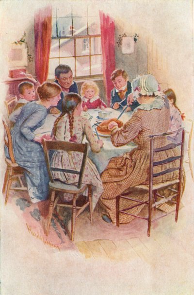 Illustratie voor Een Kerstlied door Charles Dickens door Harold Copping