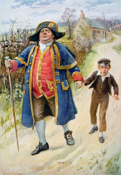 Mr Bumble en Oliver Twist, illustratie voor 