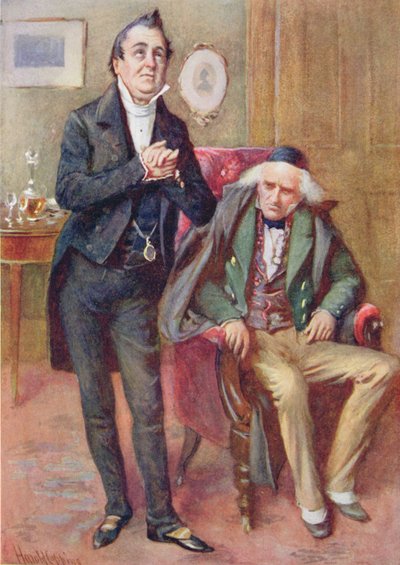 Mr Pecksniff en Oude Martin Chuzzlewit, illustratie voor 