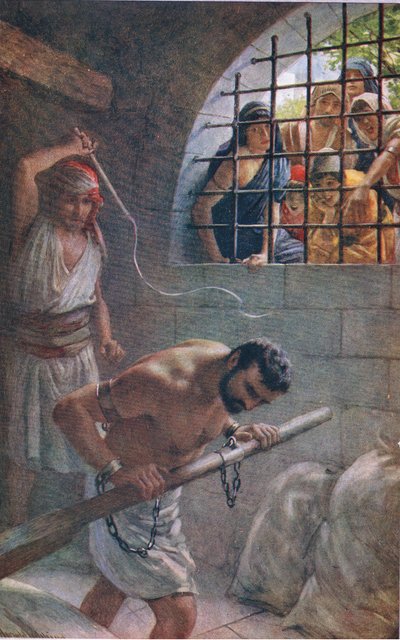 Simson, illustratie uit Pictures That Teach The Crown Series, 1920 door Harold Copping
