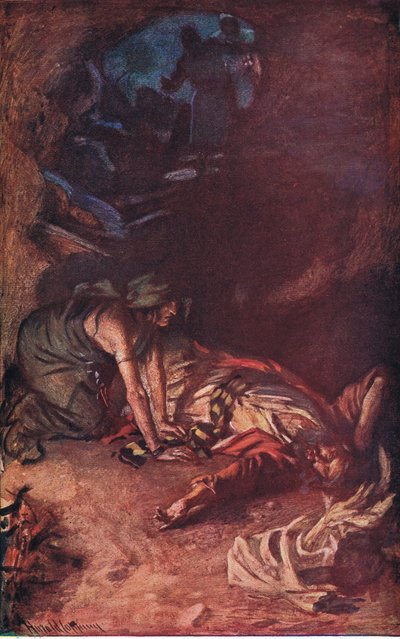 Saul en de heks, illustratie uit Pictures That Teach The Crown Series, 1920 door Harold Copping