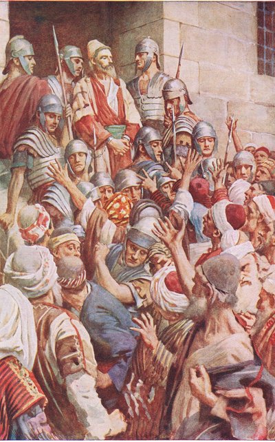 St. Paulus in Jeruzalem, illustratie uit Harold Copping Pictures: The Crown Series, ca. 1920s door Harold Copping