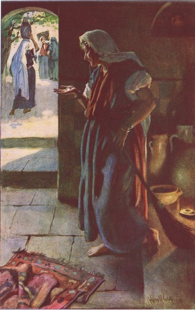 Het verloren zilverstuk, illustratie uit Harold Copping Pictures: The Crown Series, ca. 1920 door Harold Copping