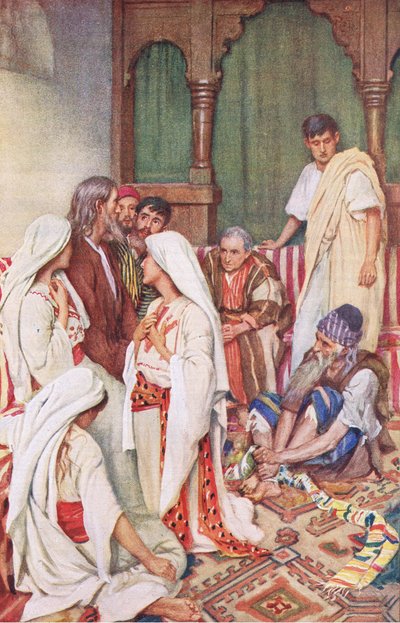De prediking van Agabus, illustratie uit Harold Copping Pictures: The Crown Series, ca. 1920s door Harold Copping