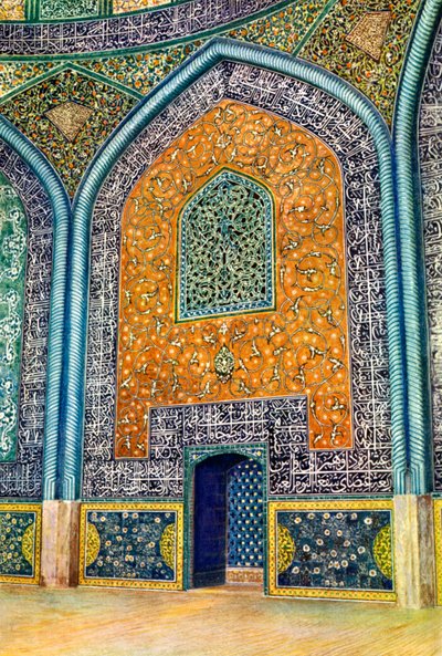 Wandpaneel in de moskee van Sheikh Lutfullah, Isfahan, Iran door Harold E Hare