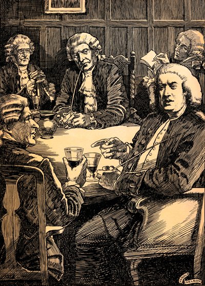 Dr. Johnson Discoursing With His Friends door Harold Edward Hughes Nelson