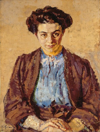 De Blauwe Blouse, Portret van Elene Zompolides (1880-1958) door Harold Gilman