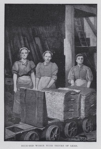 Blauwbed vrouwen met loodkarren door Harold Hume Piffard