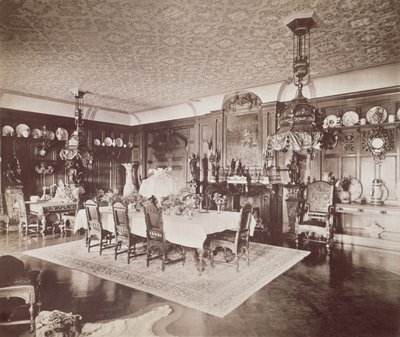 De eetkamer, Wickham Hall, Kent, 1897 door Harold Palmer