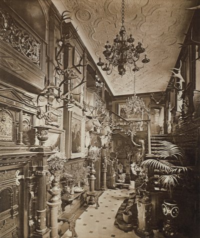 De hal, Wickham Hall, Kent, 1897 door Harold Palmer