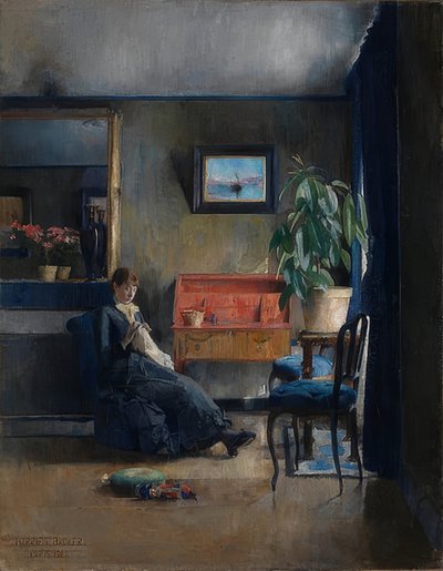 Blauw interieur door Harriet Backer