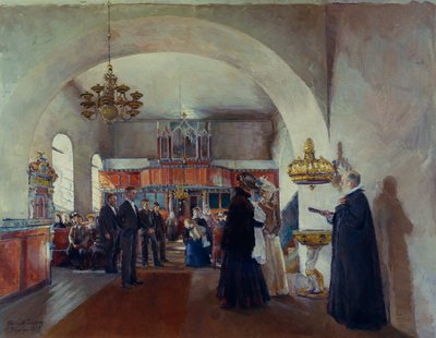 Doop in de Stange kerk door Harriet Backer