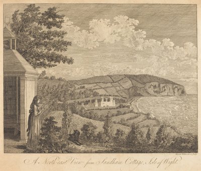 Een noordoostelijk uitzicht vanaf Sandham Cottage, Isle of Wight door Harriet Wilkes