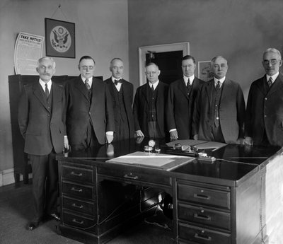Federal Reserve Board, van links naar rechts: Sec