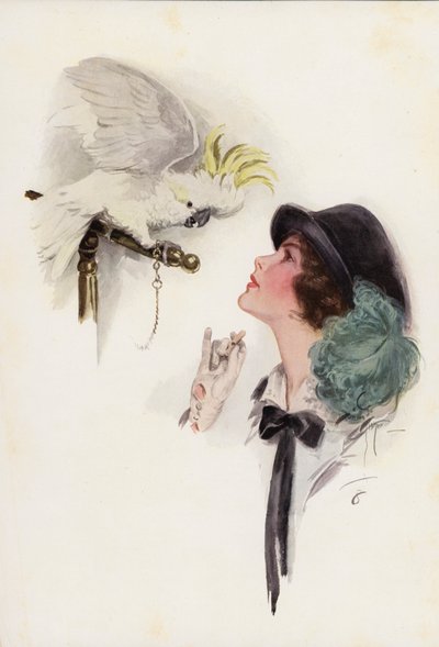 Een paashoed (kleurenlitho) door Harrison Fisher