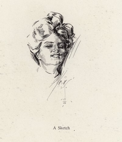 Pen schets portret van een vrouw door Harrison Fisher