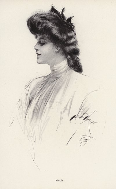 Portret van een vrouw genaamd Marcia door Harrison Fisher
