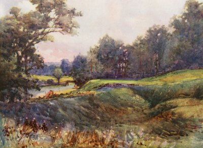 Golfbanen: Cassiobury Park, de nieuwe achttiende hole door Harry (1878 1950) Rountree