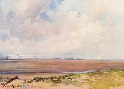 Golfbanen: Hoylake, uitzicht op Hilbre vanaf de negende tee door Harry (1878 1950) Rountree