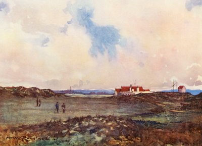Golfbanen: Portmarnock, de tweede slag op de achttiende hole door Harry (1878 1950) Rountree