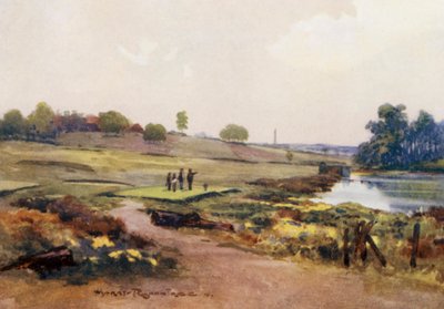 Golfbanen: Handsworth, de eerste tee door Harry (1878 1950) Rountree