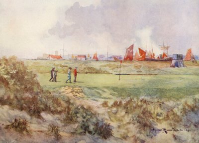 Golfbanen: Rye, de vijftiende green door Harry (1878 1950) Rountree