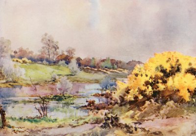 Golfbanen: Werkend, terugkijkend naar de zestiende green door Harry (1878 1950) Rountree