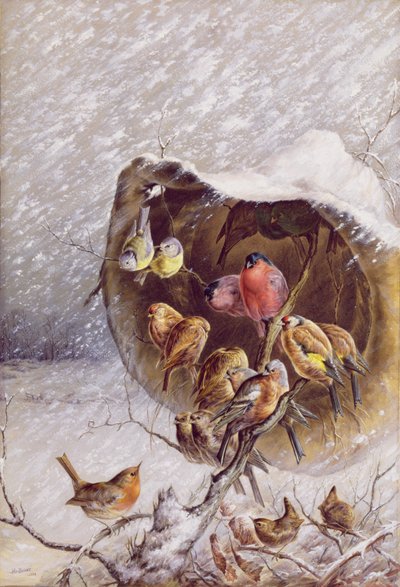 Schuilen voor de sneeuwstorm, 1896 door Harry Bright