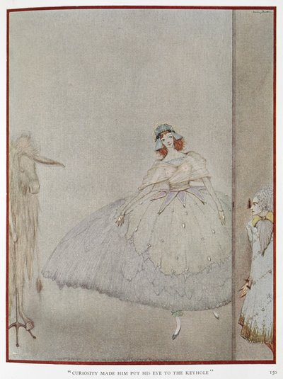 Nieuwsgierigheid deed hem door het sleutelgat kijken. door Harry Clarke