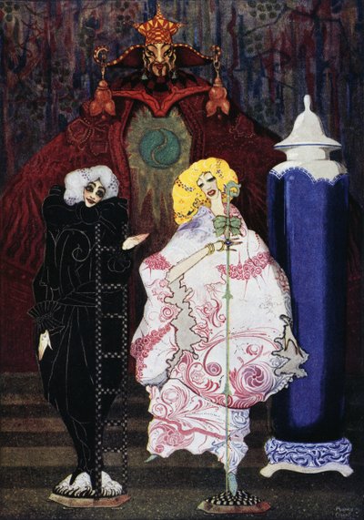 De Herderin en de Schoorsteenveger, sprookje door Hans Christian Andersen (1805-1875), illustratie door Harry Clarke (1890-1931) door Harry Clarke