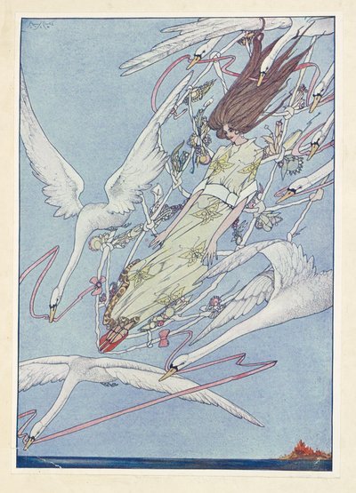 De Wilde Zwanen. De hele dag vlogen ze door de lucht. door Harry Clarke