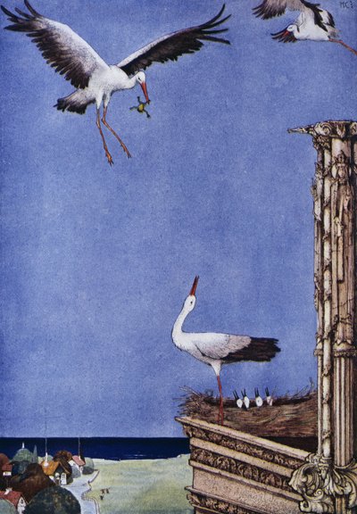 De ooievaar, sprookje door Hans Christian Andersen (1805-1875), illustratie door Harry Clarke (1890-1931) door Harry Clarke