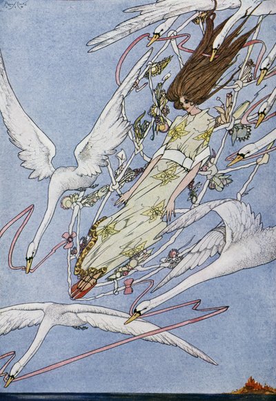 De wilde zwanen, sprookje door Hans Christian Andersen (1805-1875), illustratie door Harry Clarke (1890-1931) door Harry Clarke
