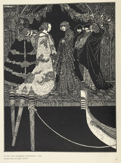 "Het was de Marchesa Aphrodite - de adoratie van heel Venetië". Illustratie voor het verhaal 