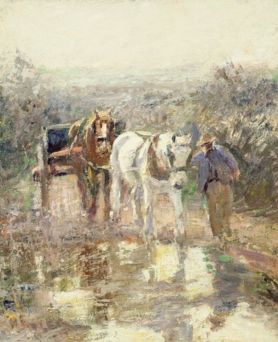 Paarden en kar door Harry Fidler