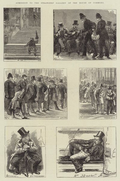 Toegang tot de Galerij voor Vreemdelingen van het Lagerhuis door Harry Furniss