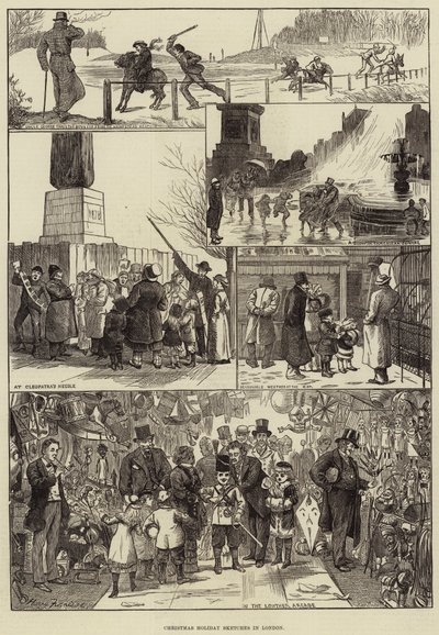 Kerstvakantieschetsen in Londen door Harry Furniss