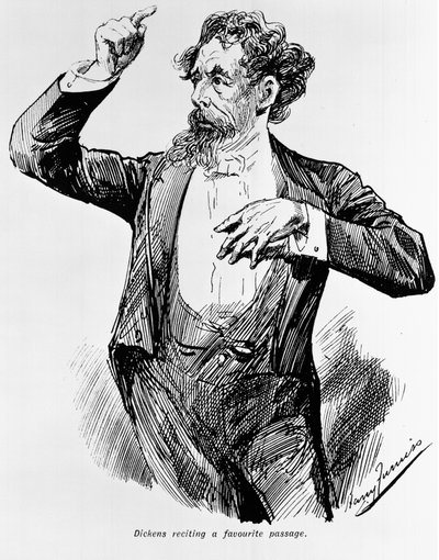 Dickens die zijn favoriete passage voordraagt, 1900s door Harry Furniss