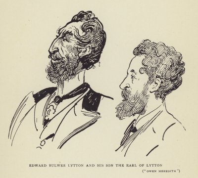 Edward Bulwer Lytton en zijn zoon de graaf van Lytton, Owen Meredith door Harry Furniss