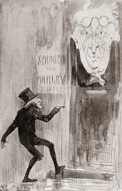 Illustratie voor A Christmas Carol uit The Christmas Books door Charles Dickens door Harry Furniss