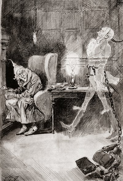 Illustratie voor A Christmas Carol uit The Christmas Books van Charles Dickens door Harry Furniss