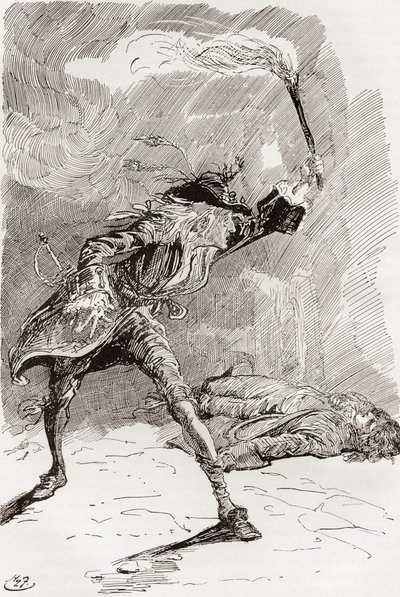 Illustratie voor de roman Barnaby Rudge van Charles Dickens door Harry Furniss