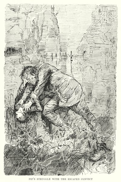 Illustratie voor Great Expectations door Charles Dickens door Harry Furniss